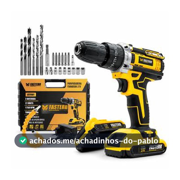 Parafusadeira Furadeira De Impacto Sem Fio 2 Baterias 21V 3/8 Com Maleta e 29 Acessorios FST009