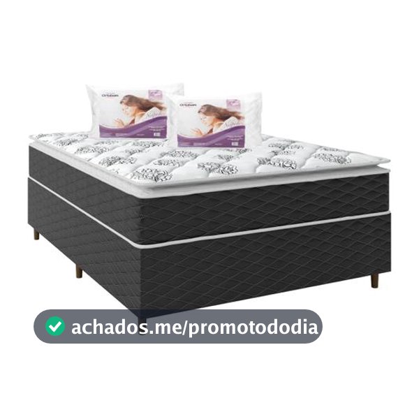 Cama Box Casal (Box + Colchão) Umaflex de Mola - Ensacada + Travesseiro Ortobom Poliéster 2 Peças - Cama Box