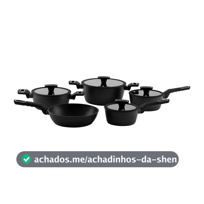 Jogo de Panelas Brinox Revestimento Cerâmico Preto 5 Peças Carbon Ceramic Life - Jogo de Panelas - Magazine Meuprimeiroapee