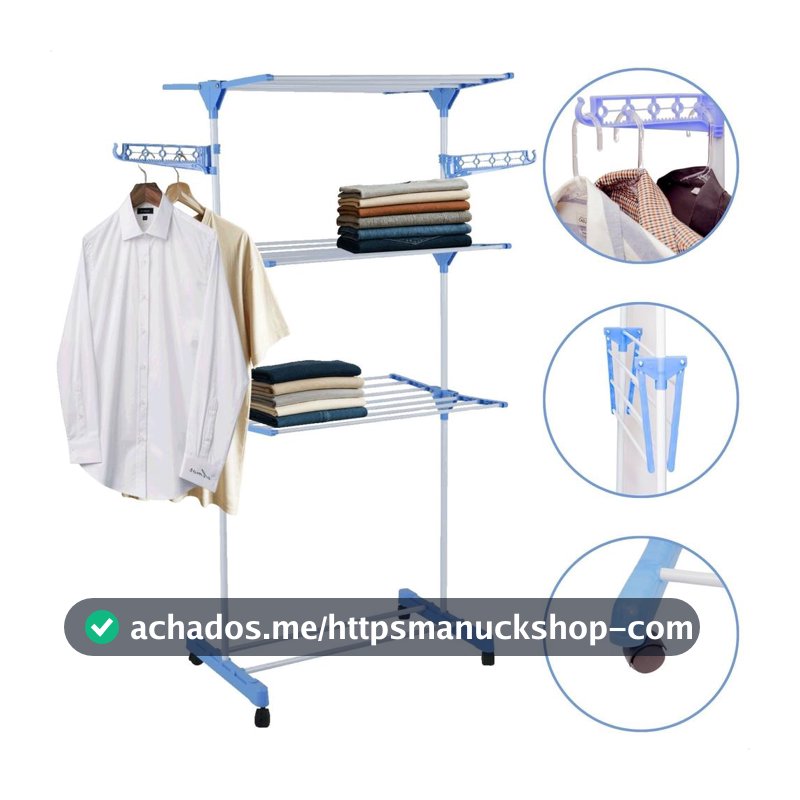Varal De Chão Vertical Para Roupas 3 Andares Dobrável Portátil Grande