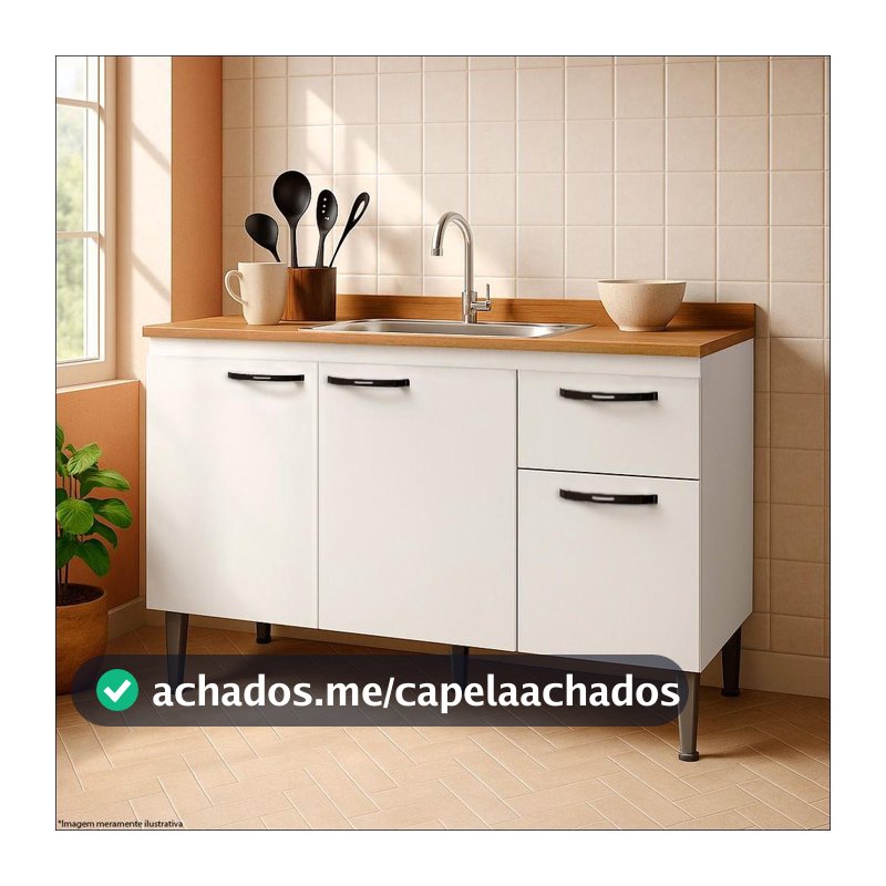 Balcão De Pia 120cm Cozinha Multiuso Casa Serviço Móveis 3 Portas 1 Gaveta sem Tampo - IRM MOVEIS - Gabinete de Cozinha/ Balcão de Cozinha - Magazine In_2936609