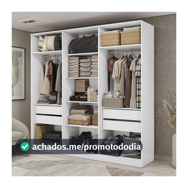 Guarda-Roupa Closet 4 Gavetas Kapperberg Adapt Branco 237cm