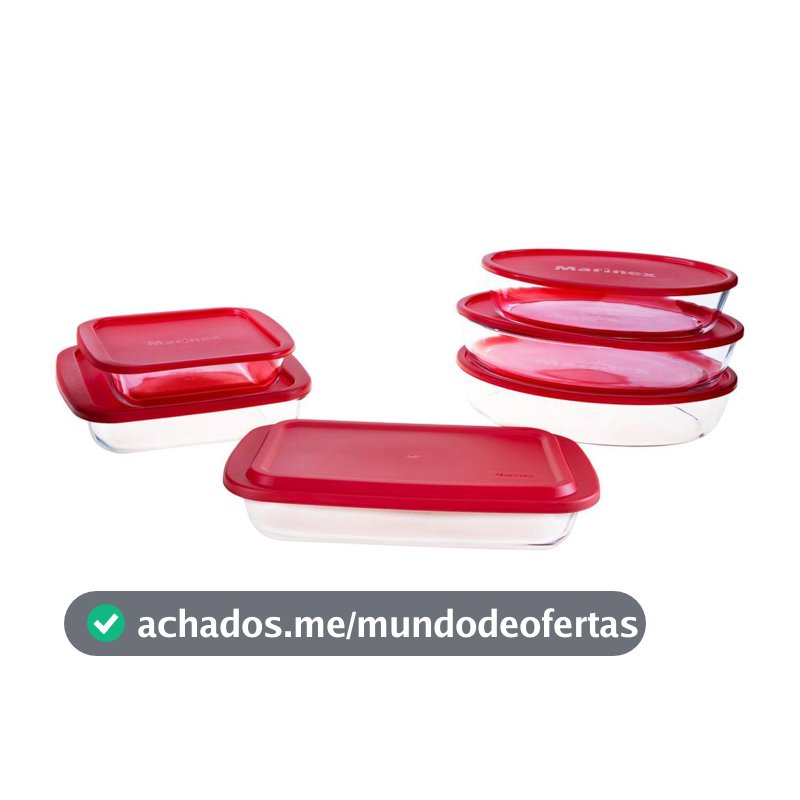 Conjunto de Assadeiras de Vidro Marinex 6 Peças