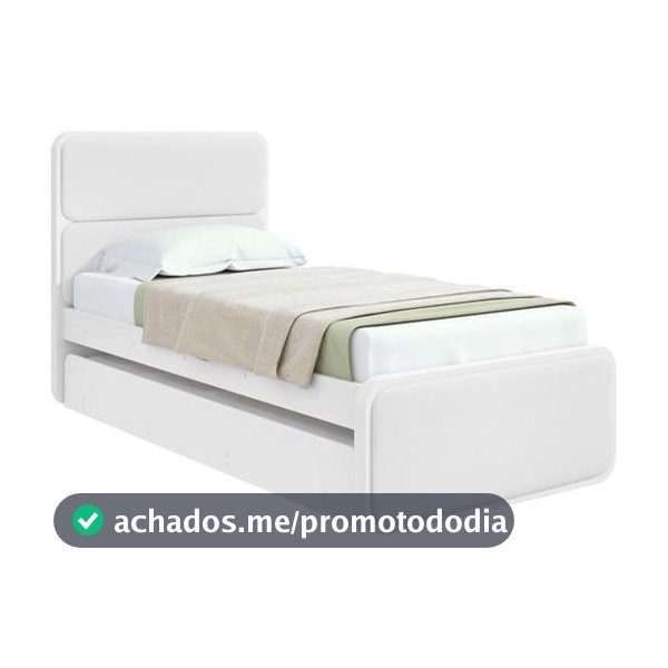 Cama de Solteiro com Cama Auxiliar Móveis Lopas Loop Branca