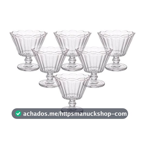 Jogo de Taças de Vidro para Sobremesa Transparente 150ml 6 Peças Haus Concept Lótus