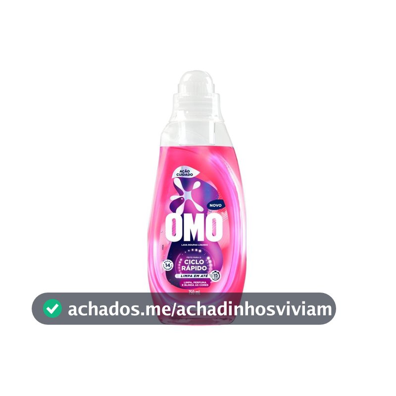 Lava Roupas Líquido Ciclo Rápido OMO Ação Cuidado 750ml