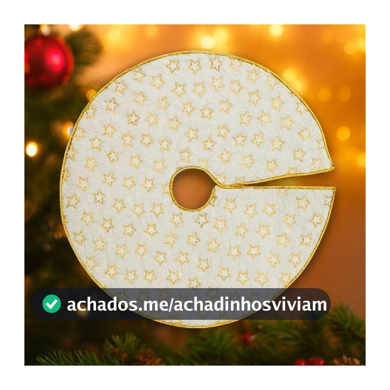 Saia Tapete Pelúcido Enfeite Base Para árvore De Natal 60cm Dourado