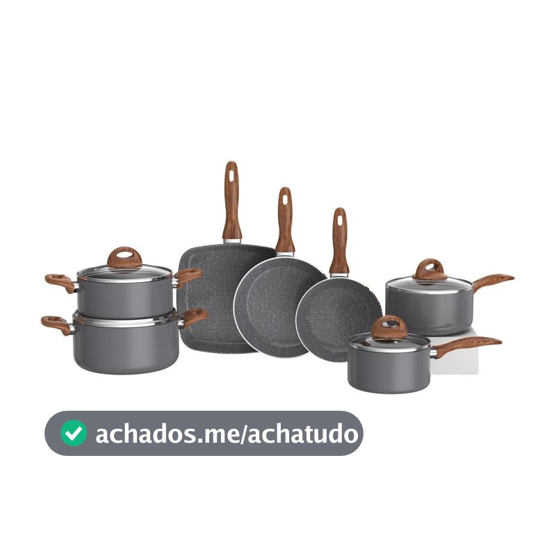 Jogo de Panelas Brinox Revestimento Cerâmico de Alumínio Grafite Indução 7 Peças Smart Plus - Jogo de Panelas