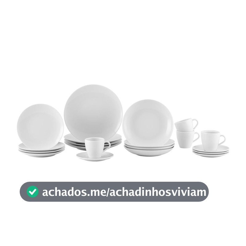 Aparelho de Jantar e Chá 20 Peças Tramontina de Porcelana Branco Redondo Silvia