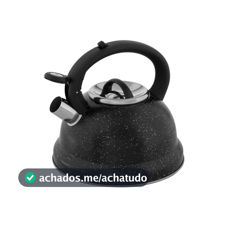 Chaleira Brinox Inox com Apito Preto Marble 2,7L Roma