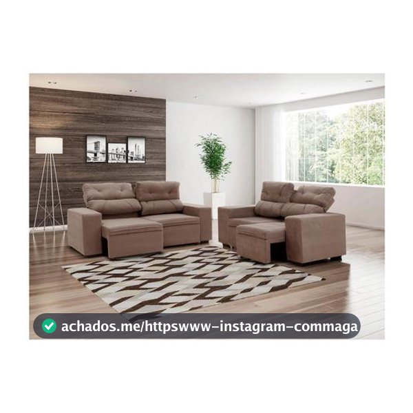Conjunto de Sofás 2 e 3 Lugares Retrátil e - Reclinável Phormatta Evolution SMP - Sofá 2 Lugares - Magazine Asofertasdamimi