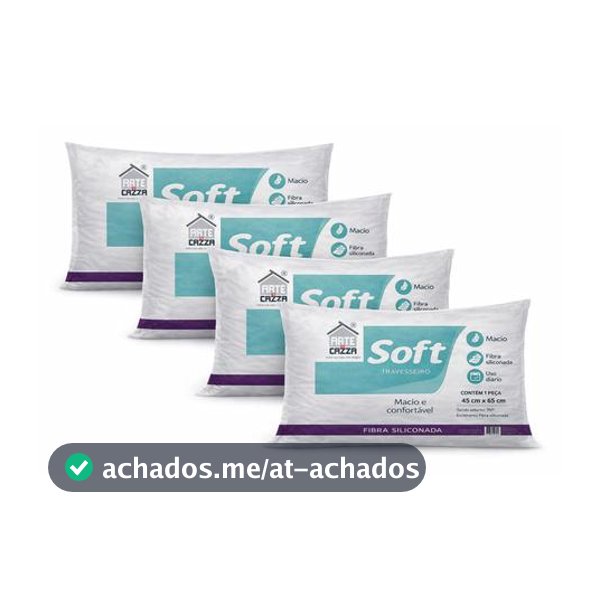 Travesseiro Soft Antialergico Fibra Siliconada Kit 4 Und