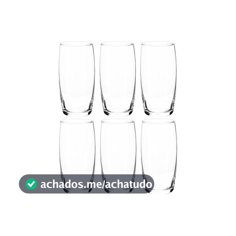 Jogo de Copos de Vidro 300ml 6 Peças Nadir