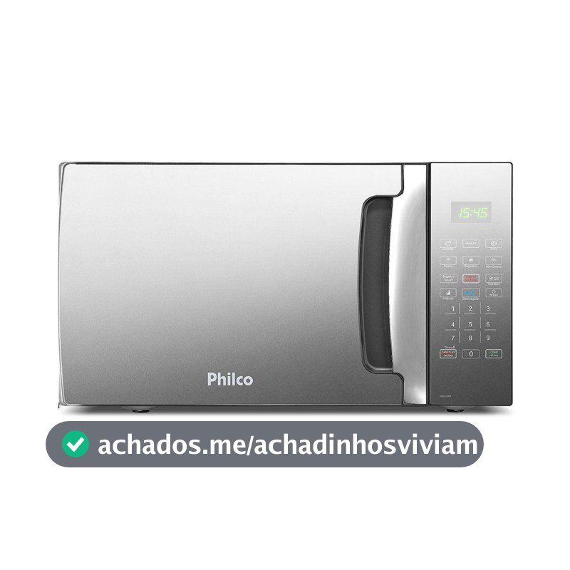 Microondas 28 Litros Philco PMO30EP Preto Com Porta Espelhada 1400w Menu Fit - Micro-ondas