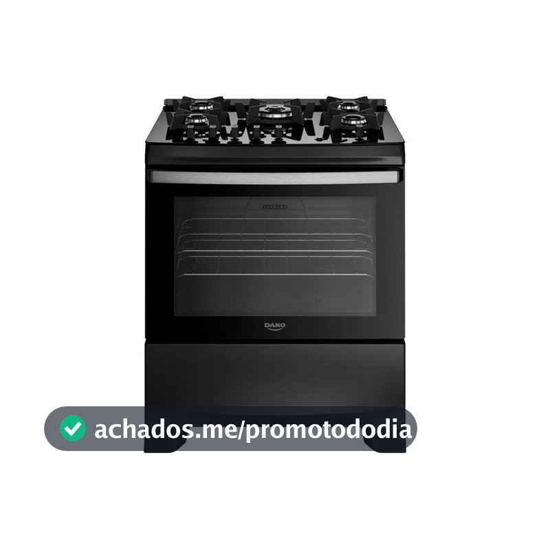 Fogão 5 Bocas Dako Preto Supreme Glass