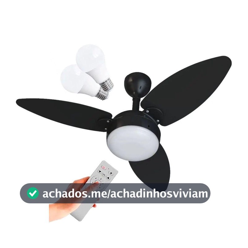 Ventilador de Teto Inverter Ventisol Elluz Preto/Tabaco Bivolt, 2 Lâmpadas Inclusas