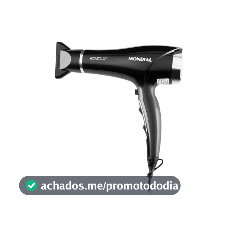 Secador de Cabelo Mondial Tourmaline Íon Preto