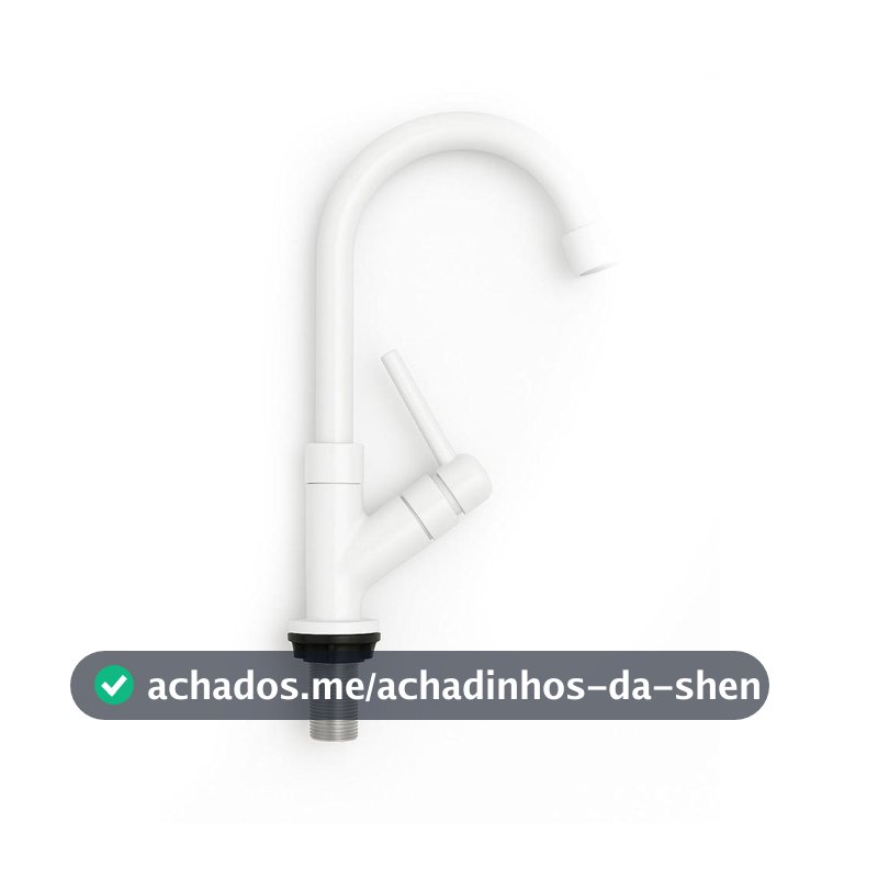 Torneira De Mesa ABS Branca Para Cozinha com Bica Alta E Acionamento 1/4 De Volta
