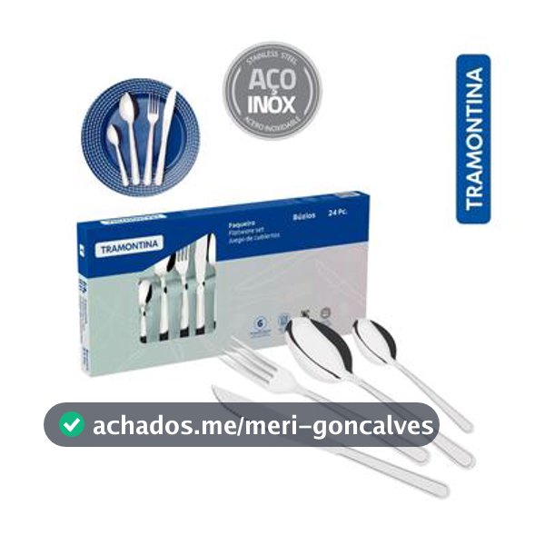 Jogo De Talheres Tramontina Colher Faca Garfo 24 Peças Búzios Inox Tramontina