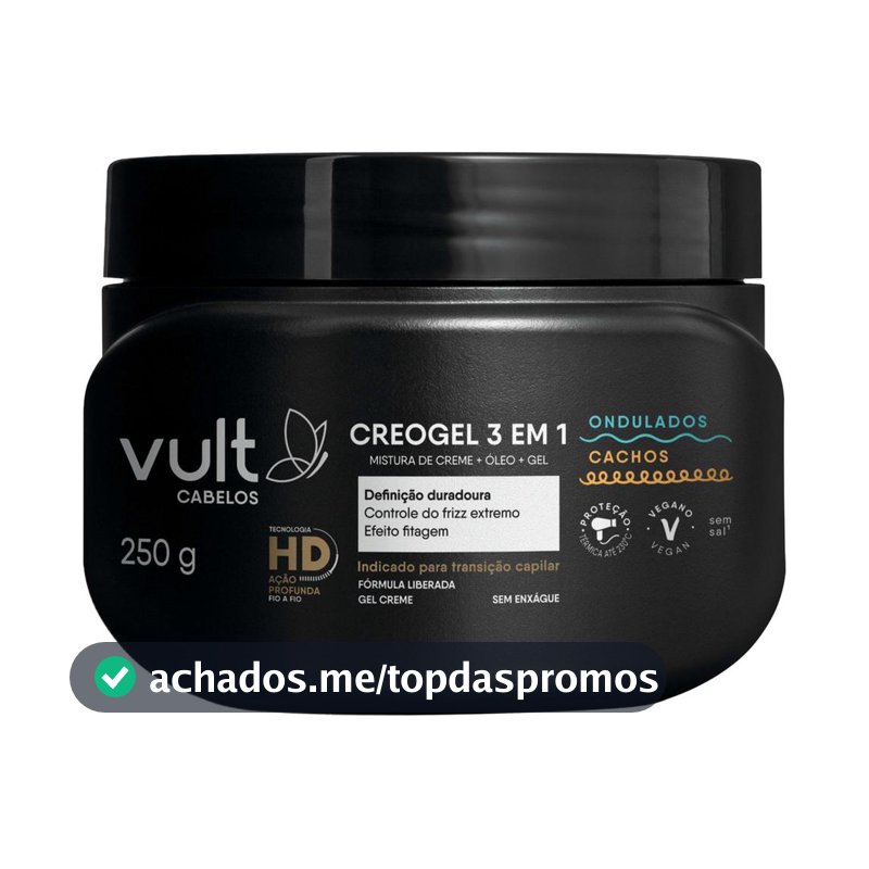 Creme Finalizador de Cabelo Vult Cabelos Creogel 3 em 1 250g