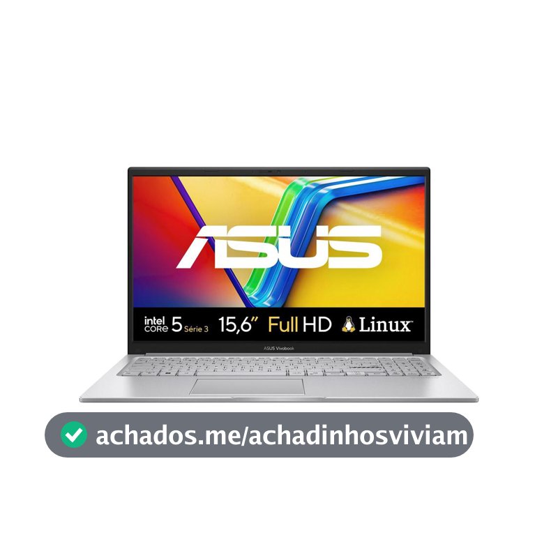 Notebook ASUS Vivobook 15 BQ301 Intel Core 5 Série 3 8GB RAM 256GB SSD Linux 15,6" LCD LED FHD nível IPS - Notebook Asus - Magazine Qualnotebook