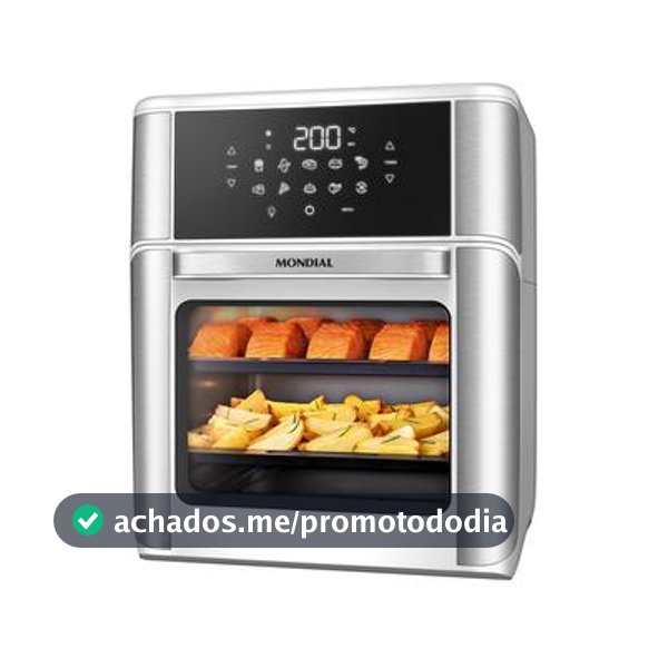 Fritadeira Air Fryer Forno Oven 12L Mondial Branco Inox 2000W AFON12LWI