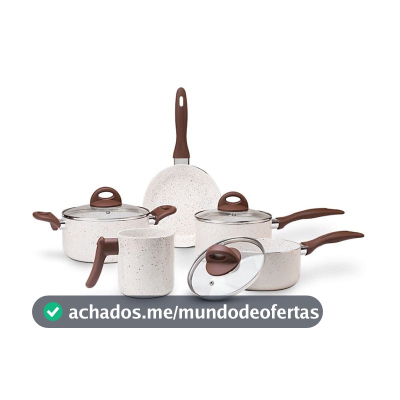 Jogo DE Panelas Brinox Antiaderente Ceramic Life 5 Pecas Smart Plus Vanilla
