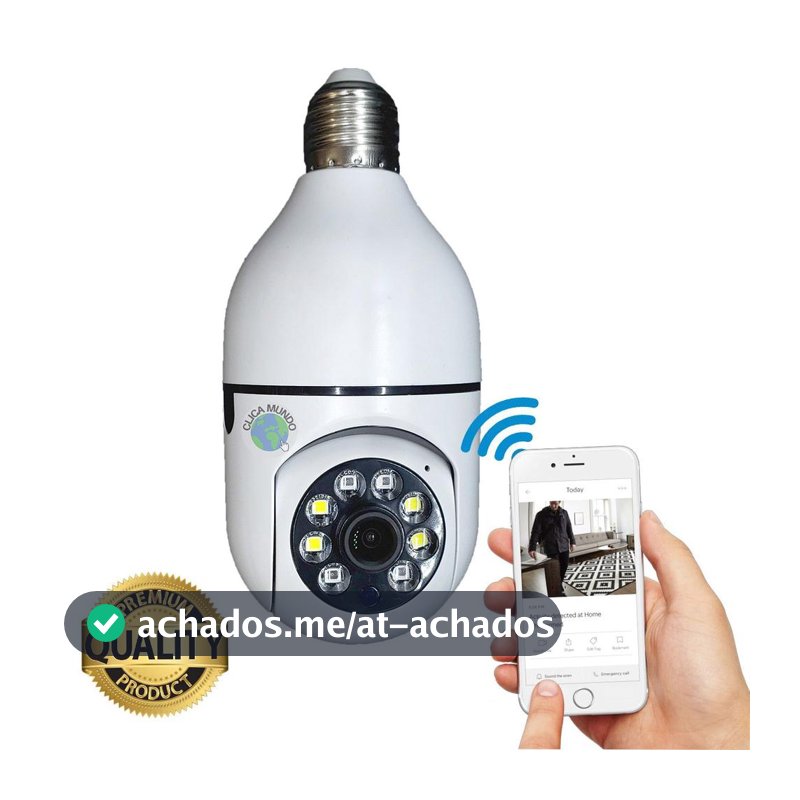 Camera Segurança Panoramica Lampada E27 Wifi Espia Com Rastreio de Movimento