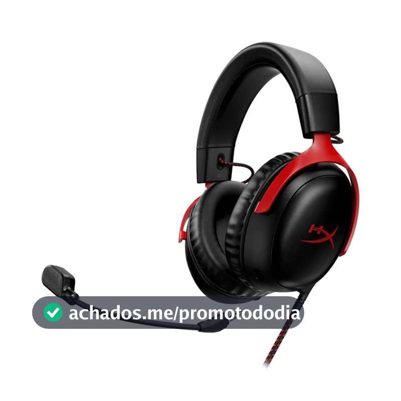 Headset Gamer HyperX Cloud III, DTS, Drivers 53mm, USB, PC, PS5, PS4, XBOX Series X/S, Xbox One, Nintendo Switch, Mobile, Preto e Vermelho - 727A9AA