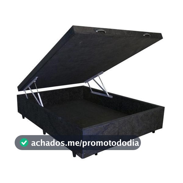 Cama Box Baú Casal Preto Luxo Suede  138x188x41