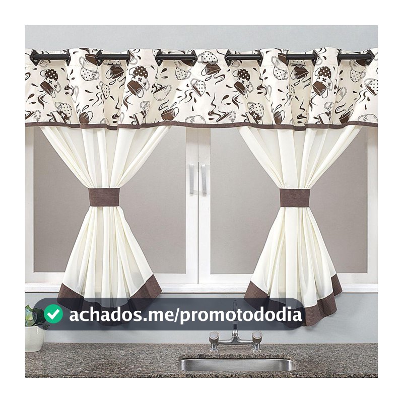 Cortina Para Cozinha Home Dona Nenê com ilhós para Varão Simples Tecido Oxfor 2,80m x 1,40m