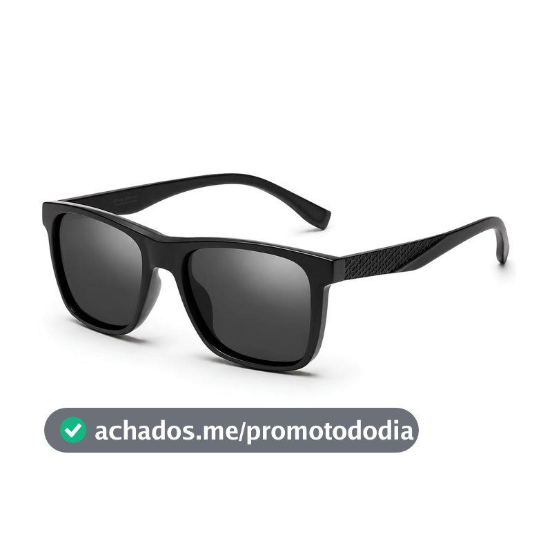 Óculos de Sol Masculino Polarizado Proteção UV400 Formato Redondo Cor Preto Fosco Com Estojo E Flanela Uso Casual Dia a Dia Dirigir Esportes VH 0158