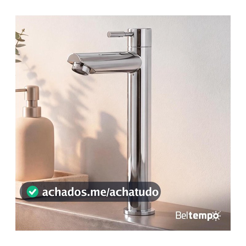 Torneira Para Banheiro De Mesa Bica Alta 1/4 De Volta Aço Inox 304 Elegance Beltempo