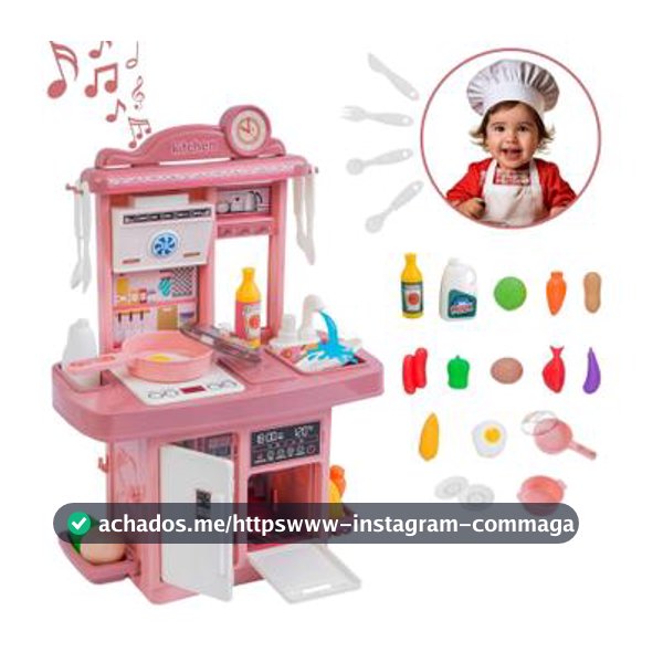 Kit Cozinha De Brinquedo Infantil Completa Solta Água E Som - ATENTU - Cozinha Infantil