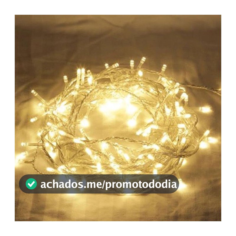 Pisca-pisca Com 100 Leds 8 Funções Branco Quente Branco Quente