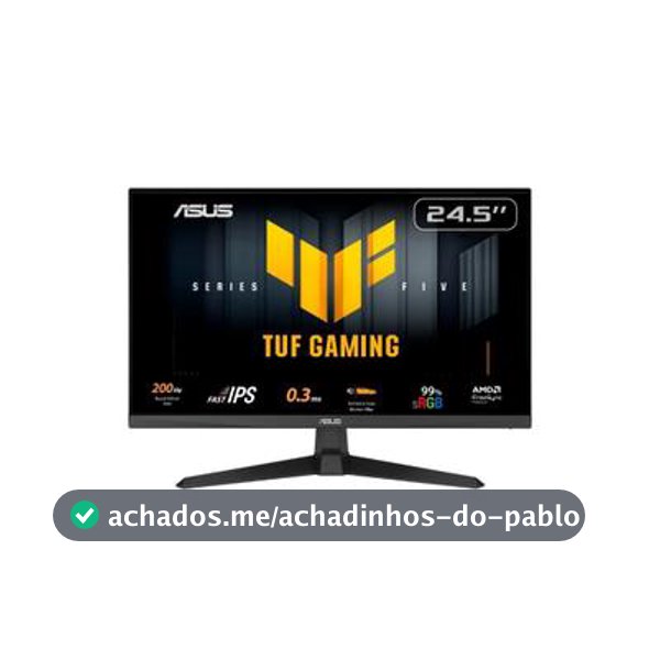 Monitor Gamer ASUS TUF 24.5", Full HD, 200Hz, 0.3ms, Fast IPS, VRR, G-Sync Comp, FreeSync Premium, HDR10, Som Integrado, Preto - VG259Q5A