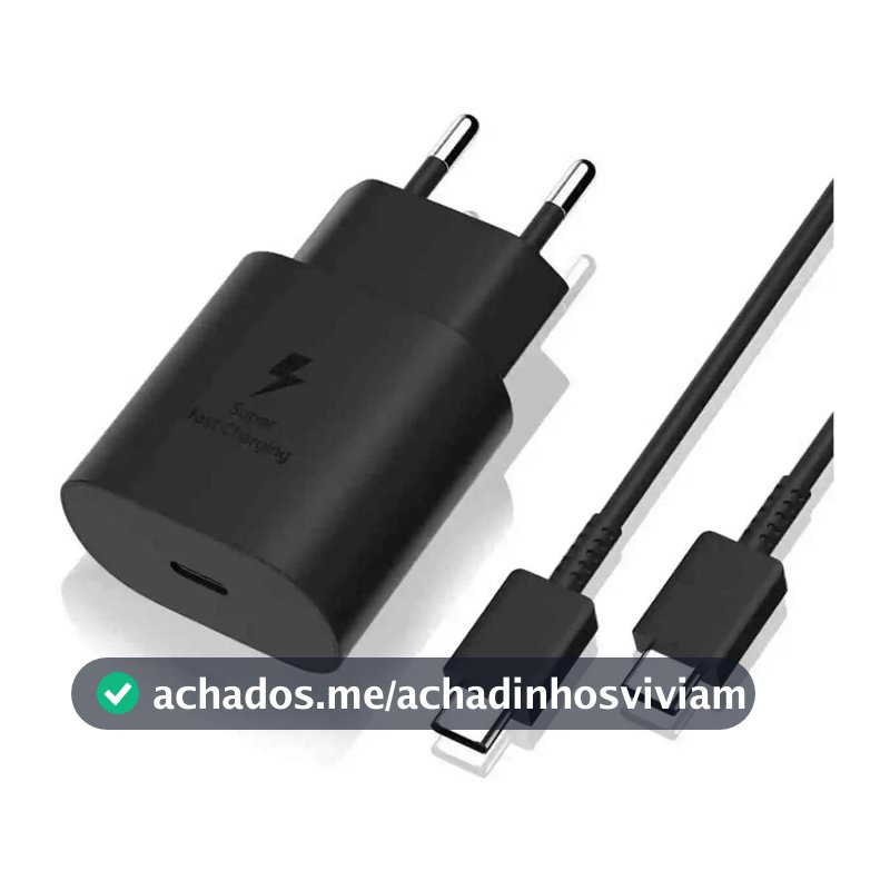 Carregador Turbo Tipo - C Fonte 45W + Cabo Compatível com Samsung Galaxy Carga Ultra Rápida