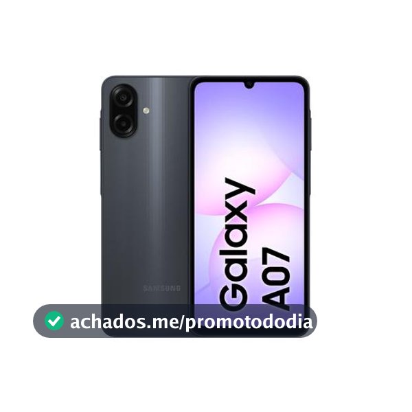 Celular Samsung Galaxy A07 128GB Preto 4GB RAM Tela 6,7" Câm. Dupla + Selfie 8MP