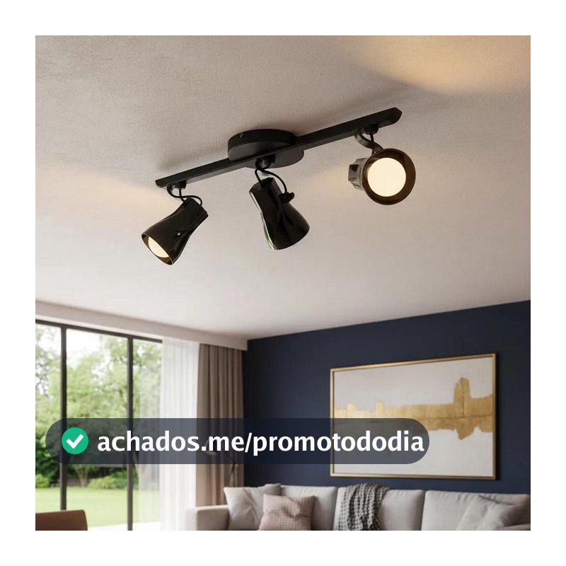 Luminária de Teto Spot Trilho Triplo Direcionável Octa 3 Lâmpadas Praia Litoral E27 Bivolt - GQE - Spot