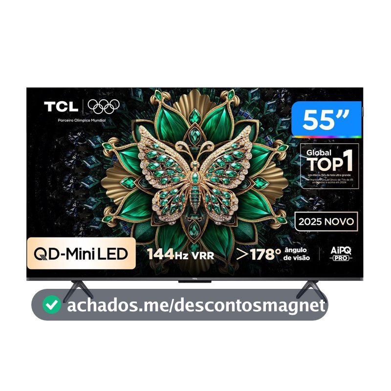 Smart TV 55" TCL 4K UHD MiniLED 55C6K 120Hz Google TV AiPQ Google Assistente 4 HDMI 2 USB - Smart Tv