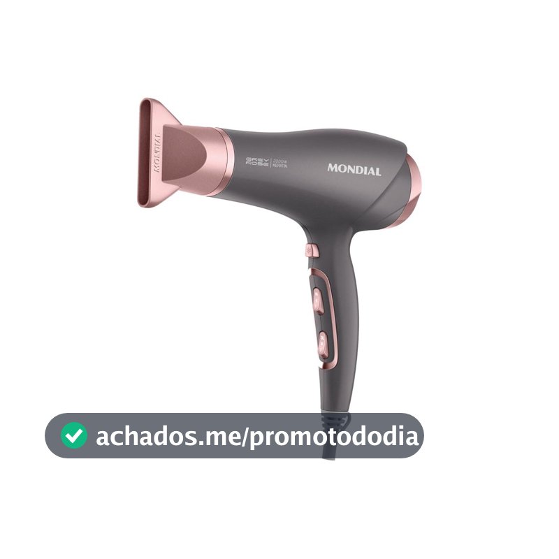 Secador de Cabelo Mondial Keratin Grafite e Rosé