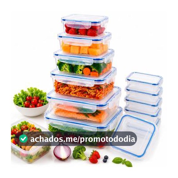 Kit 6 Potes Herméticos Plásticos Vasilha Tapoer Transparente