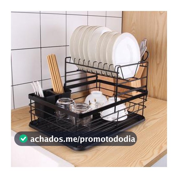 Escorredor de Louças Pia com Suporte para Talheres 2 Andar