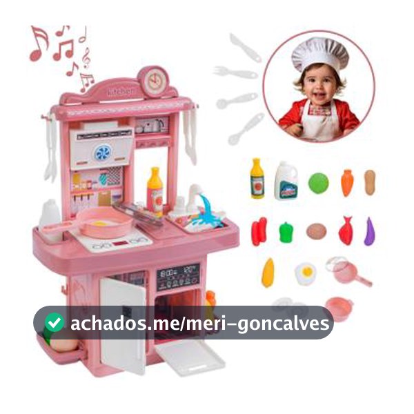 Kit Cozinha De Brinquedo Infantil Completa Solta Água E Som - ATENTU - Cozinha Infantil