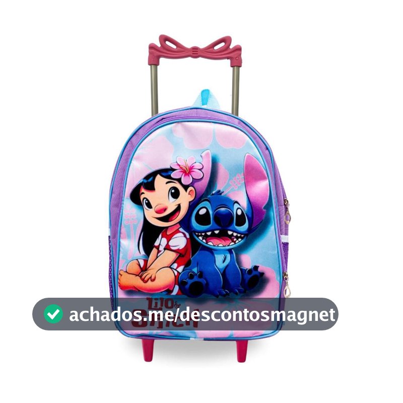 Mochila Escolar Rodinha Infantil Feminina Menina Lilo Stitch - Pikuka - Mochila Escolar