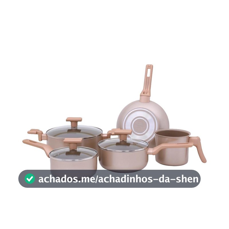 Conjunto 5 Panelas Sartin Cook Champanhe Cerâmica Antiaderente 8118