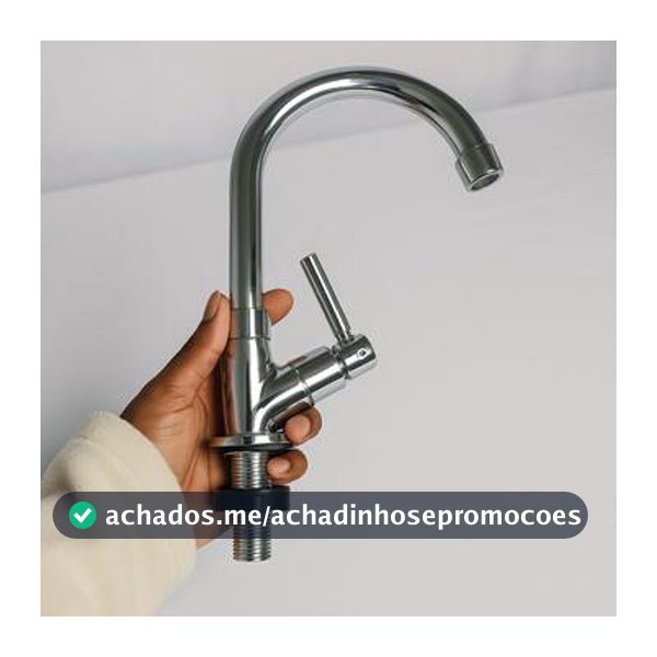 Torneira De Mesa ABS Branca Para Cozinha com Bica Alta E Acionamento 1/4 De Volta
