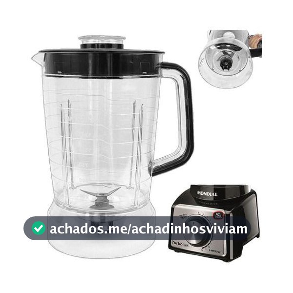 Copo de Liquidificador Compatível Mondial Turbo Premium Inox L1000 L1100 Preto