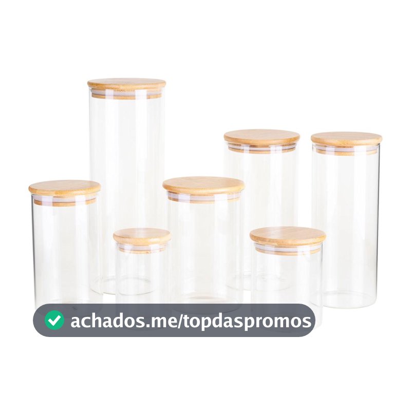 Jogo de Potes de Vidro Hermético Brinox com Tampa Redondo Ekko 7 Peças
