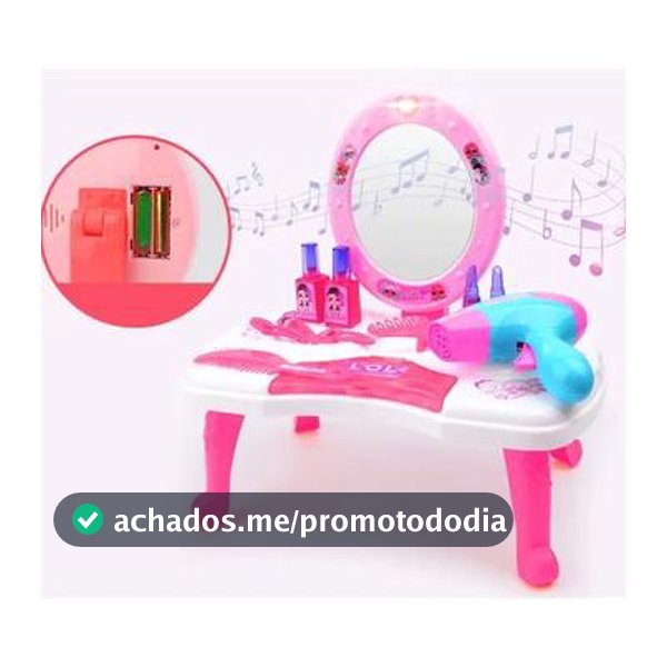 Kit Penteadeira Infantil Com Luz Som Acessórios Beleza Banqueta Maquiagem Criança Brinquedo - Útil Ferramentas - Penteadeira de Brinquedo